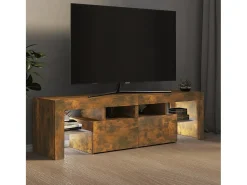 Outlet Móvel de TV com luzes LED 140x36,5x40 cm carvalho fumado PT679697 Castanho