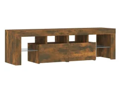 Outlet Móvel de TV com luzes LED 140x36,5x40 cm carvalho fumado PT679697 Castanho