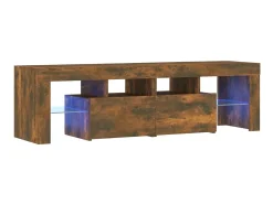 Outlet Móvel de TV com luzes LED 140x36,5x40 cm carvalho fumado PT679697 Castanho