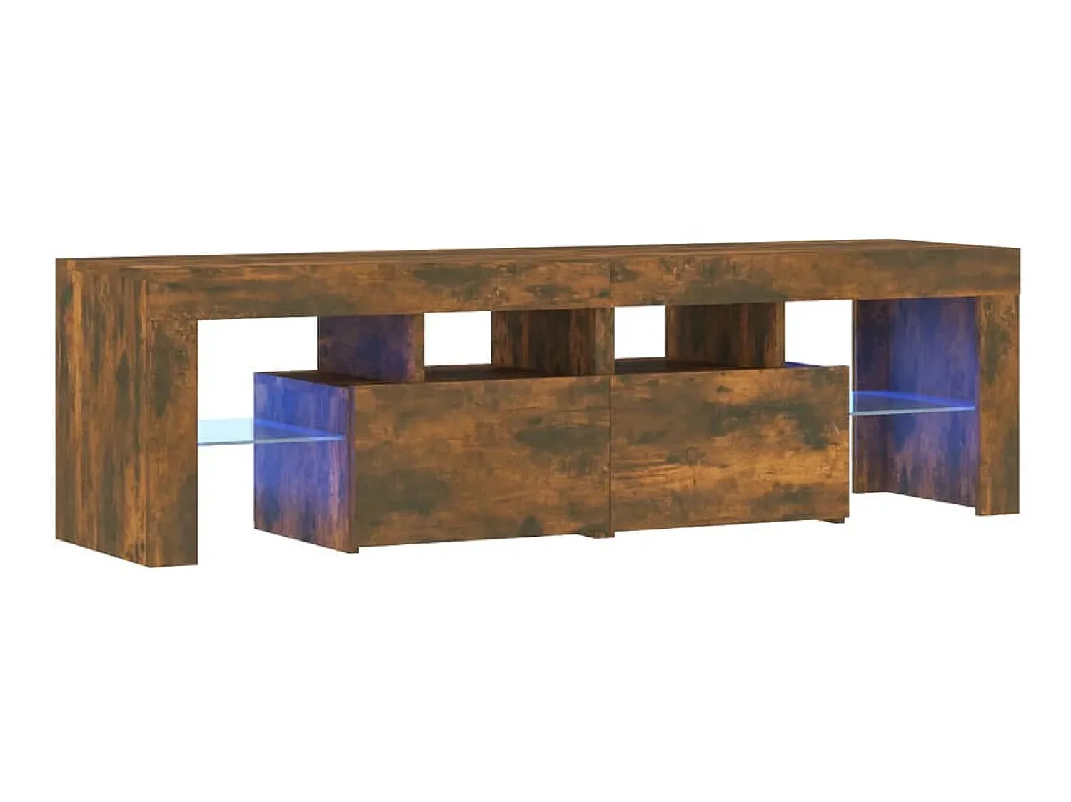 Outlet Móvel de TV com luzes LED 140x36,5x40 cm carvalho fumado PT679697 Castanho