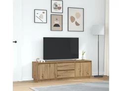 Best vidaxl Móvel de TV com luzes LED 160,5x41x50 cm carvalho artisiano Castanho