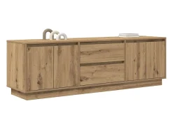 Best vidaxl Móvel de TV com luzes LED 160,5x41x50 cm carvalho artisiano Castanho