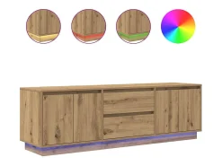 Best vidaxl Móvel de TV com luzes LED 160,5x41x50 cm carvalho artisiano Castanho
