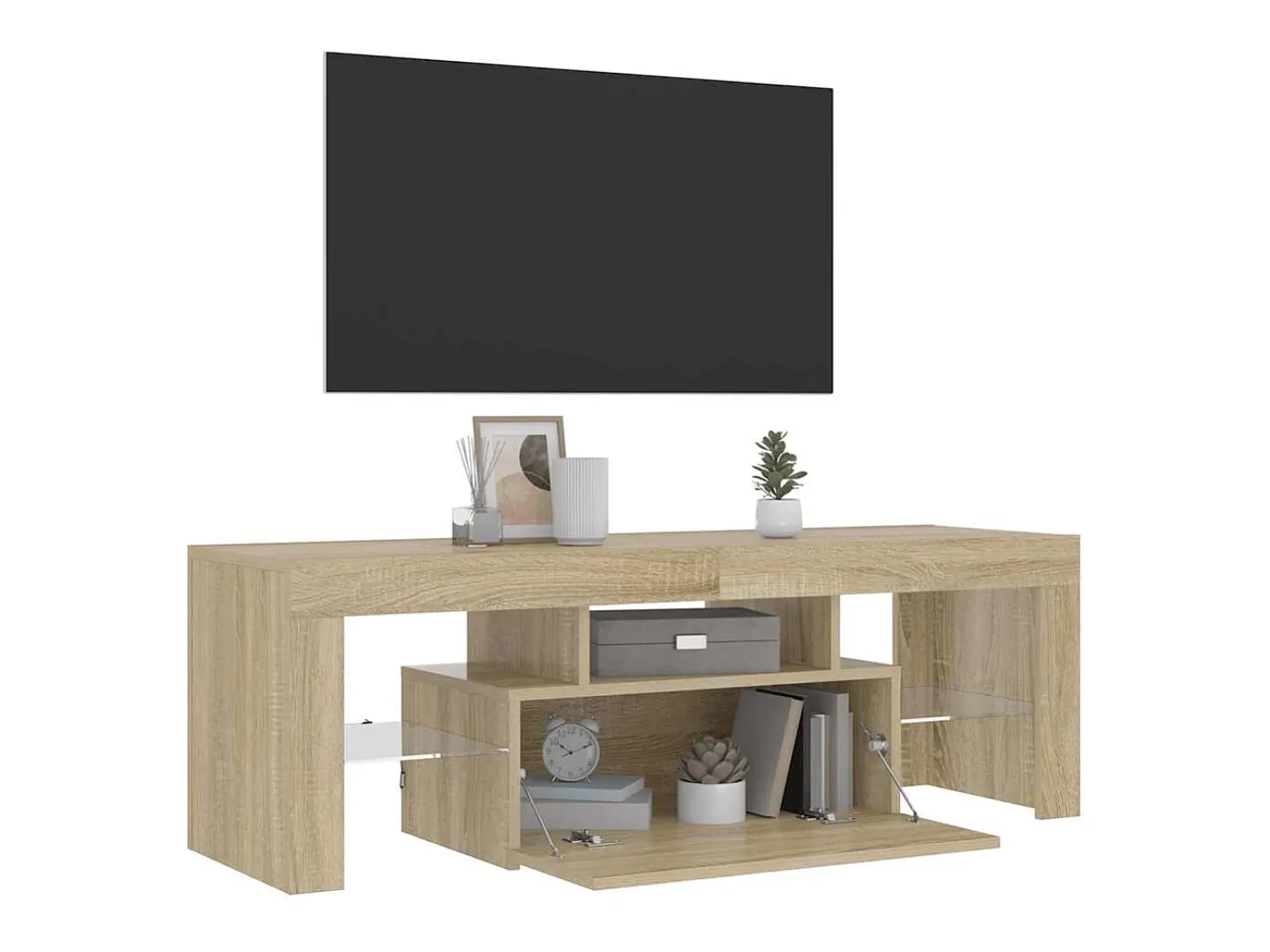 Móvel De Tv*vidaxl Móvel de TV com luzes LED 120x35x40 cm carvalho sonoma Castanho