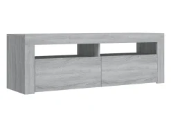 Móvel De Tv| Móvel de TV com luzes LED 120x35x40 cm sonoma PT711631 Cinzento