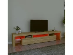 Discount Móvel de TV com luzes LED 215x36,5x40 cm carvalho sonoma PT517471 Castanho