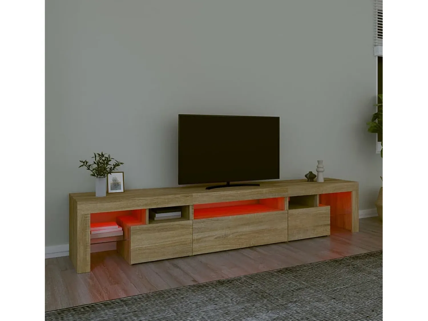 Discount Móvel de TV com luzes LED 215x36,5x40 cm carvalho sonoma PT517471 Castanho