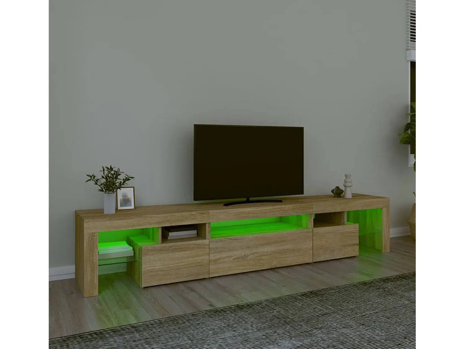 Discount Móvel de TV com luzes LED 215x36,5x40 cm carvalho sonoma PT517471 Castanho