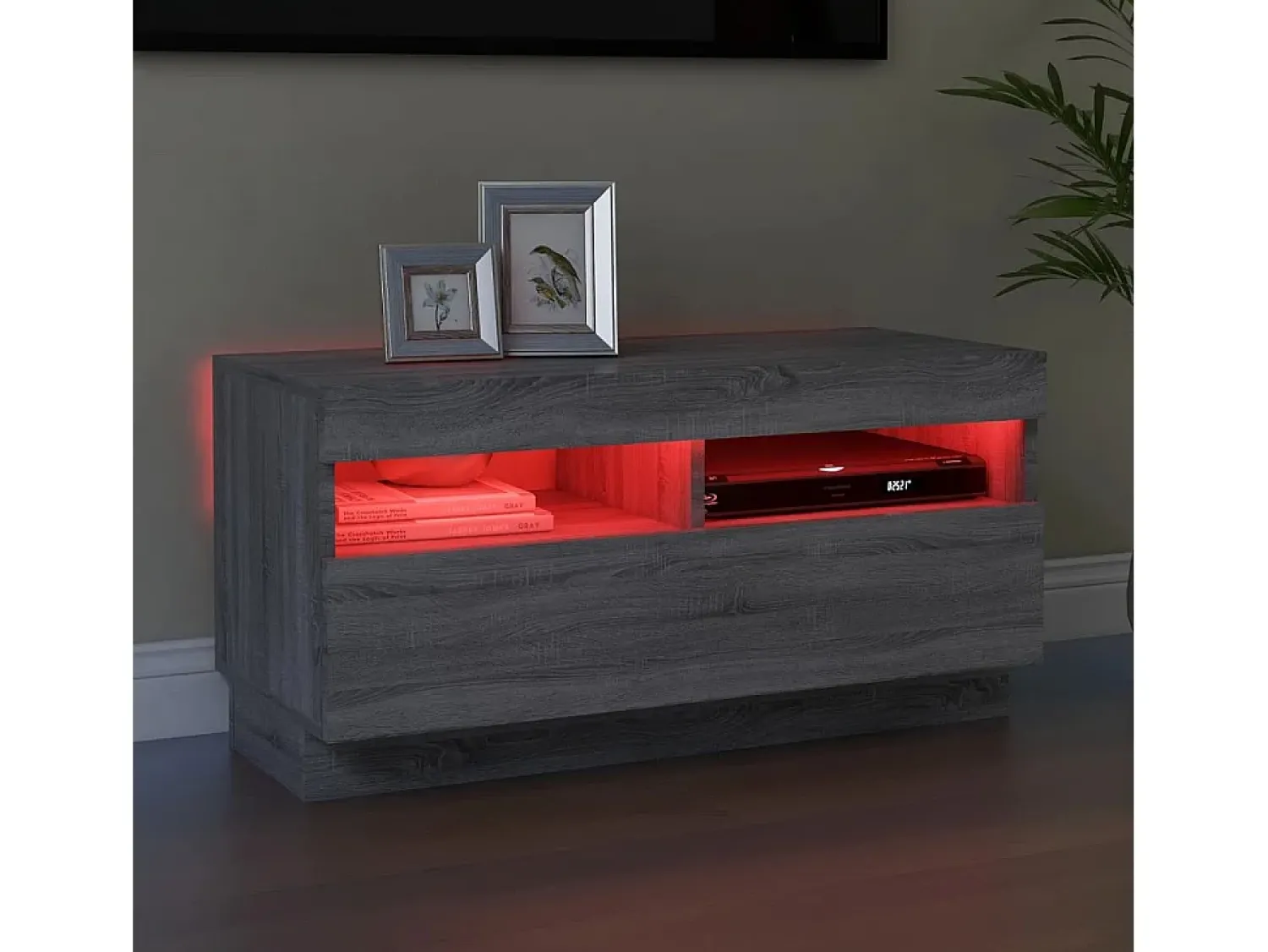 Discount Móvel de TV com luzes LED 80x35x40 cm sonoma PT170551 Cinzento