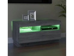 Discount Móvel de TV com luzes LED 80x35x40 cm sonoma PT170551 Cinzento