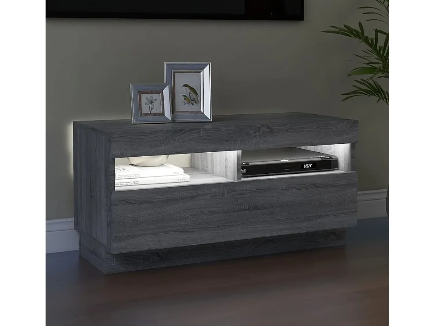 Discount Móvel de TV com luzes LED 80x35x40 cm sonoma PT170551 Cinzento