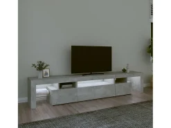 Móvel De Tv| Móvel de TV com luzes LED 215x36,5x40 cm cimento PT372245 Cinzento