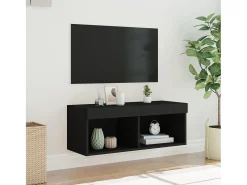 Outlet Móvel de TV com luzes LED 80x30x30 cm PT451383 Preto