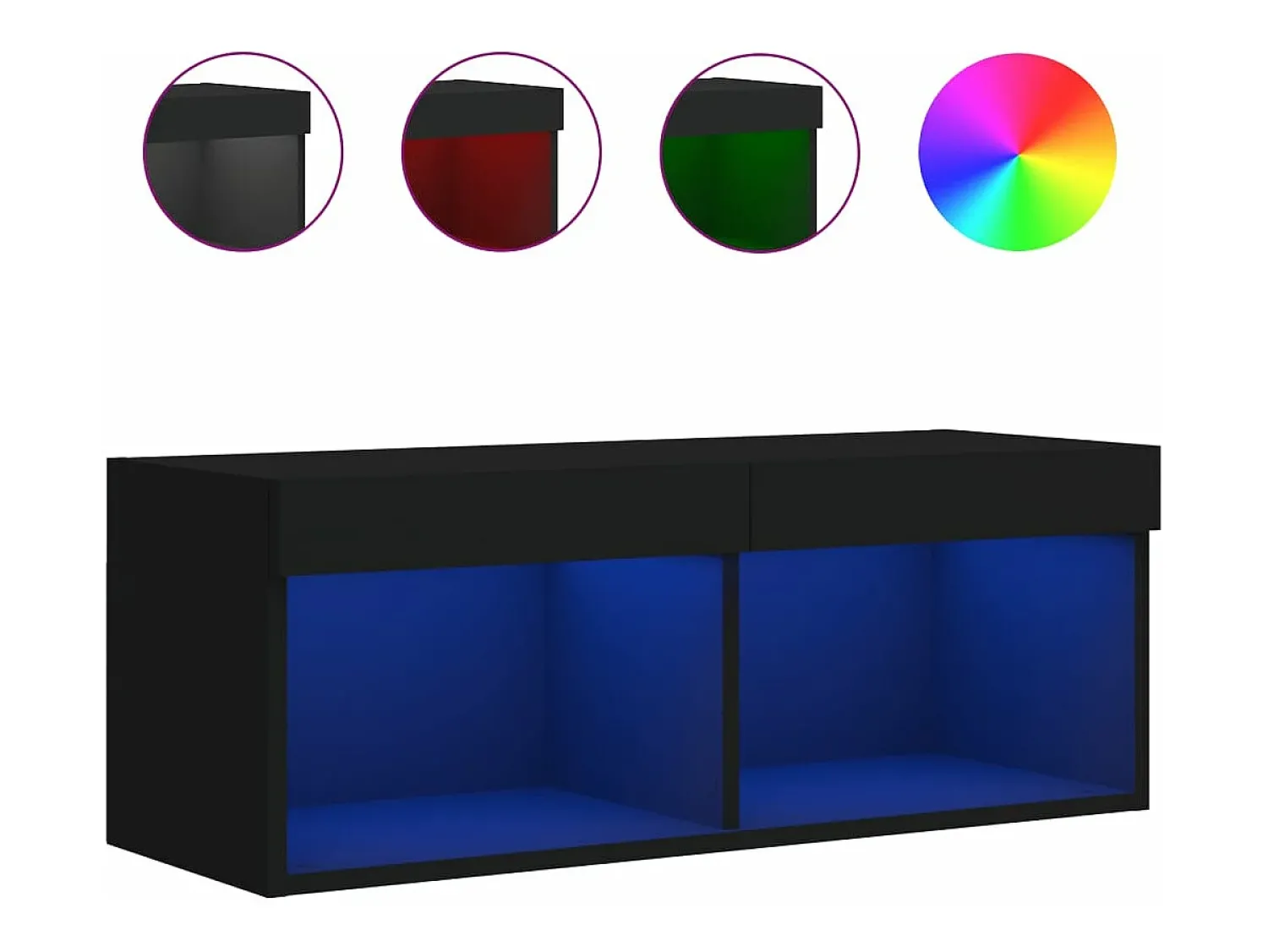 Outlet Móvel de TV com luzes LED 80x30x30 cm PT451383 Preto
