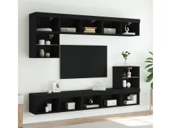 Outlet Móvel de TV com luzes LED 80x30x30 cm PT451383 Preto