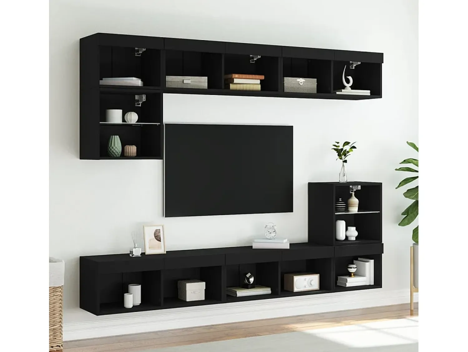 Outlet Móvel de TV com luzes LED 80x30x30 cm PT451383 Preto