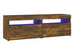 New Móvel de TV com luzes LED 120x35x40 cm carvalho fumado PT827748 Castanho