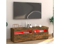 New Móvel de TV com luzes LED 120x35x40 cm carvalho fumado PT827748 Castanho