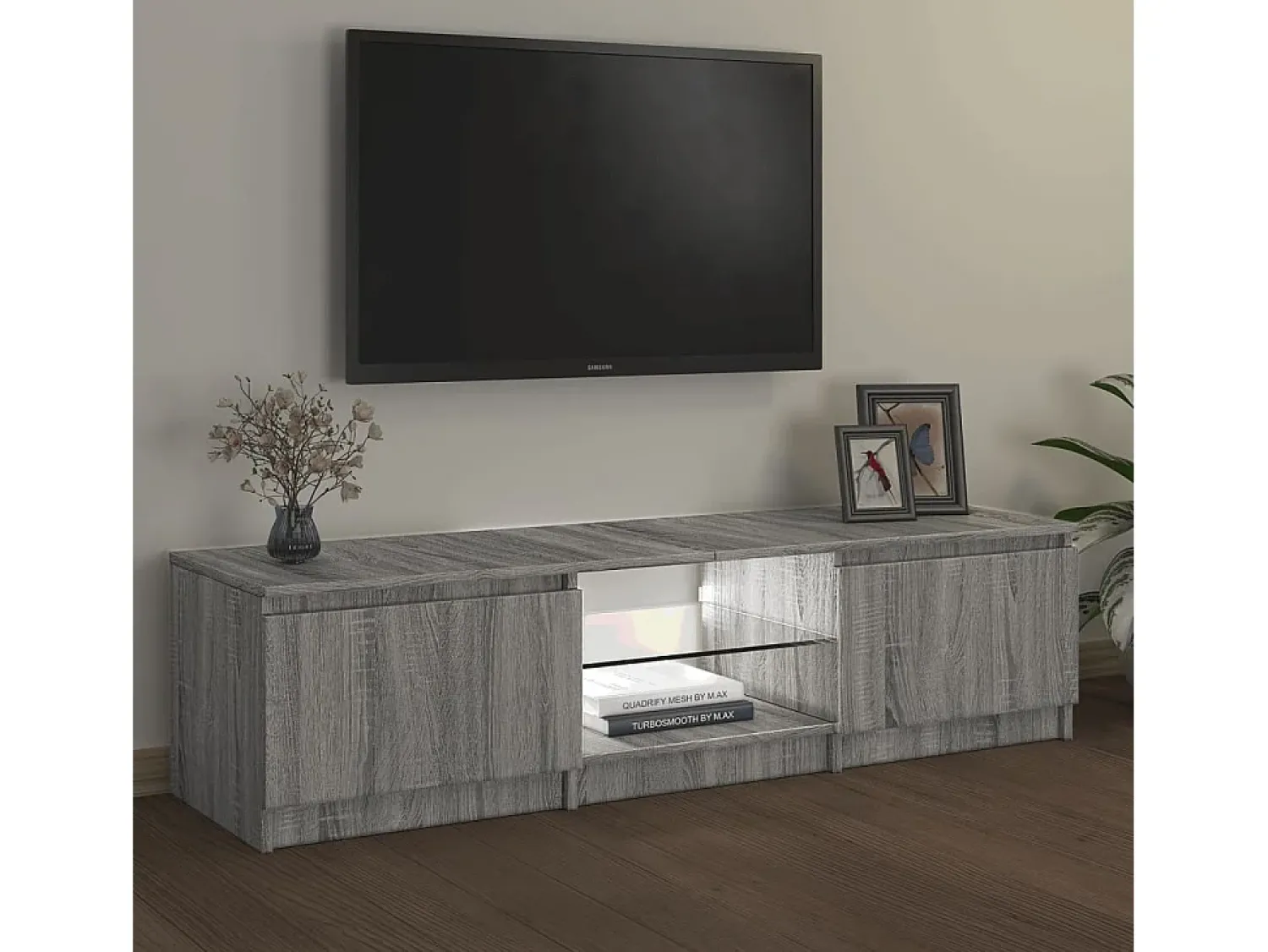 Móvel de TV com luzes LED 140x40x35,5 cm sonoma PT354566^ Móvel De Tv