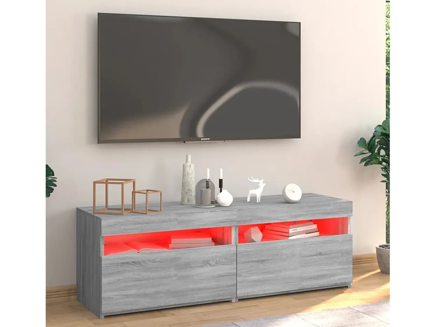 Móvel de TV com luzes LED 120x35x40 cm sonoma PT928914^ Móvel De Tv