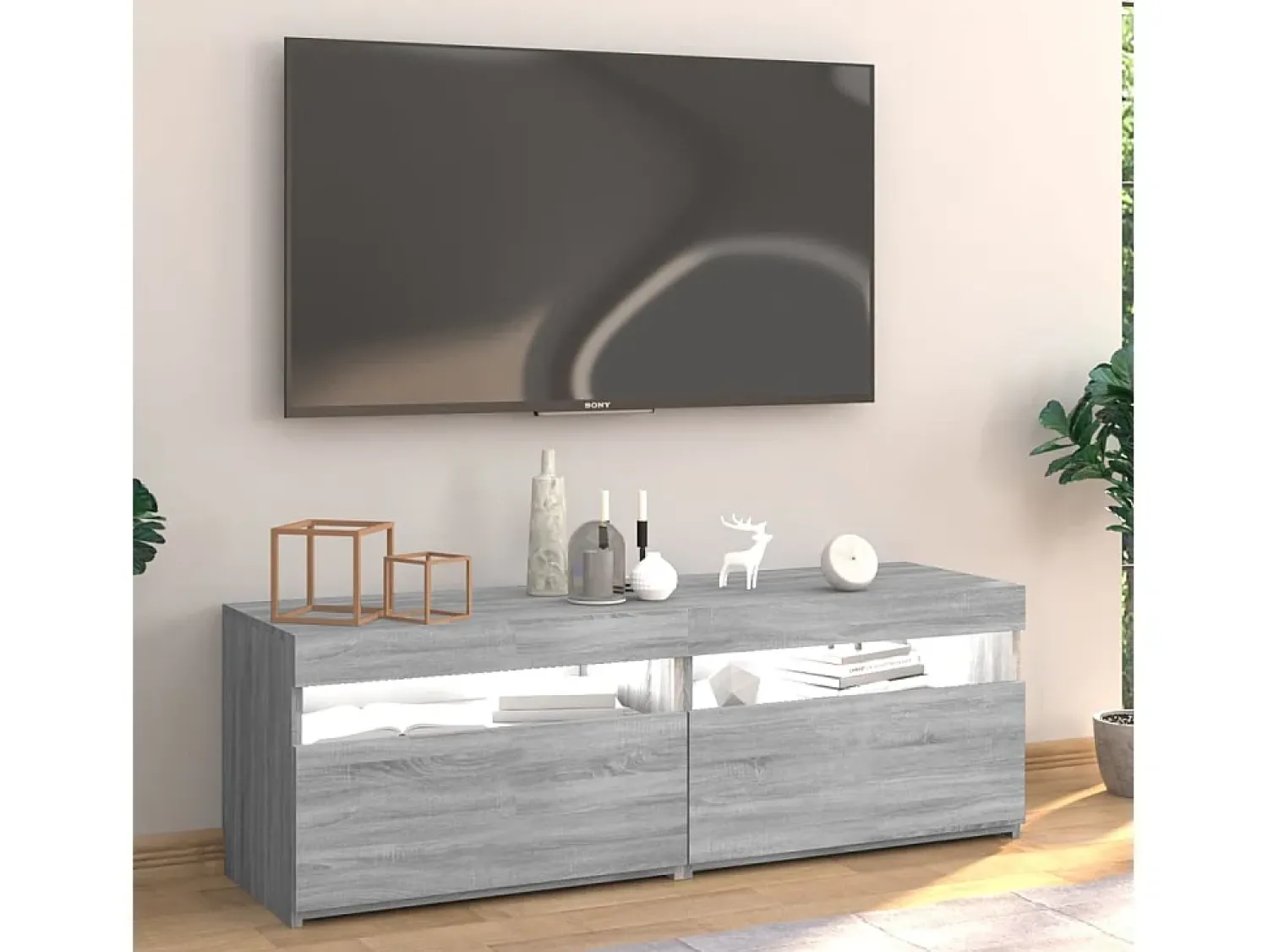 Móvel de TV com luzes LED 120x35x40 cm sonoma PT928914^ Móvel De Tv