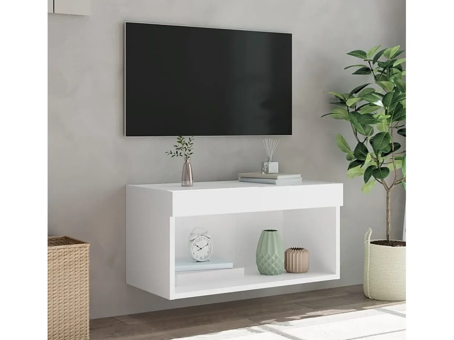 Outlet Móvel de TV com luzes LED 60x30x30 cm PT757768 Branco