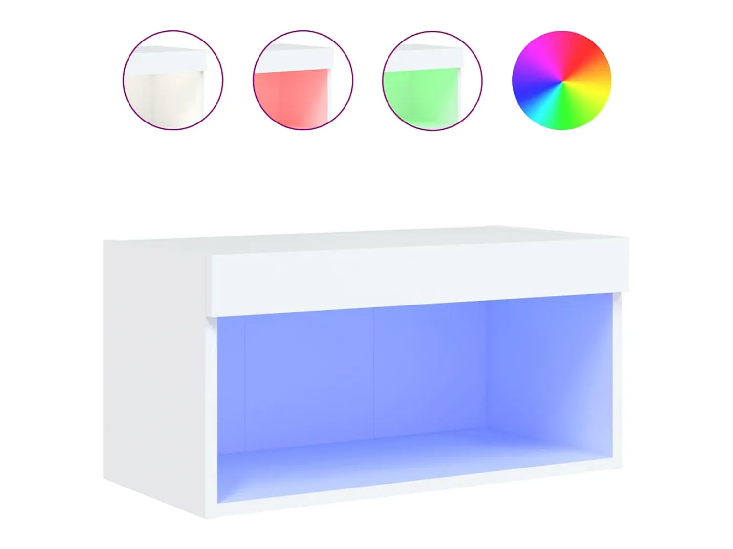 Outlet Móvel de TV com luzes LED 60x30x30 cm PT757768 Branco