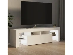 Móvel De Tv| Móvel de TV com luzes LED 140x36,5x40 cm PT517512 Branco