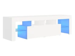 Móvel De Tv| Móvel de TV com luzes LED 140x36,5x40 cm PT517512 Branco