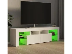 Móvel De Tv| Móvel de TV com luzes LED 140x36,5x40 cm PT517512 Branco