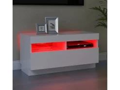 Clearance Móvel de TV com luzes LED 80x35x40 cm PT281392 Branco