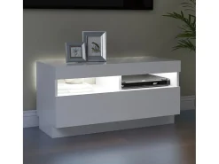 Clearance Móvel de TV com luzes LED 80x35x40 cm PT281392 Branco