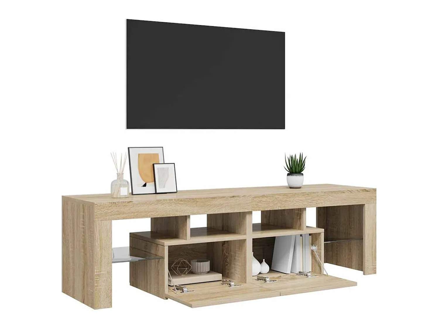 vidaxl Móvel de TV com luzes LED 140x36,5x40 cm carvalho sonoma^ Móvel De Tv
