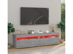 Móvel De Tv| Móvel de TV com luzes LED 2 pcs 75x35x40 cm sonoma PT970548 Cinzento