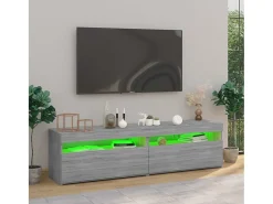 Móvel De Tv| Móvel de TV com luzes LED 2 pcs 75x35x40 cm sonoma PT970548 Cinzento