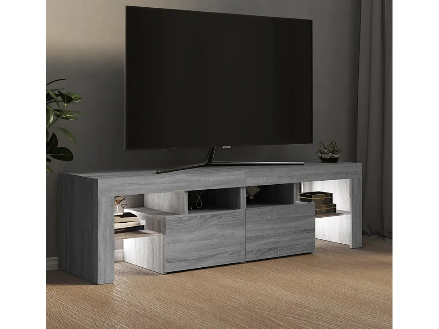 Móvel de TV com luzes LED 140x36,5x40 cm sonoma PT950353^ Móvel De Tv