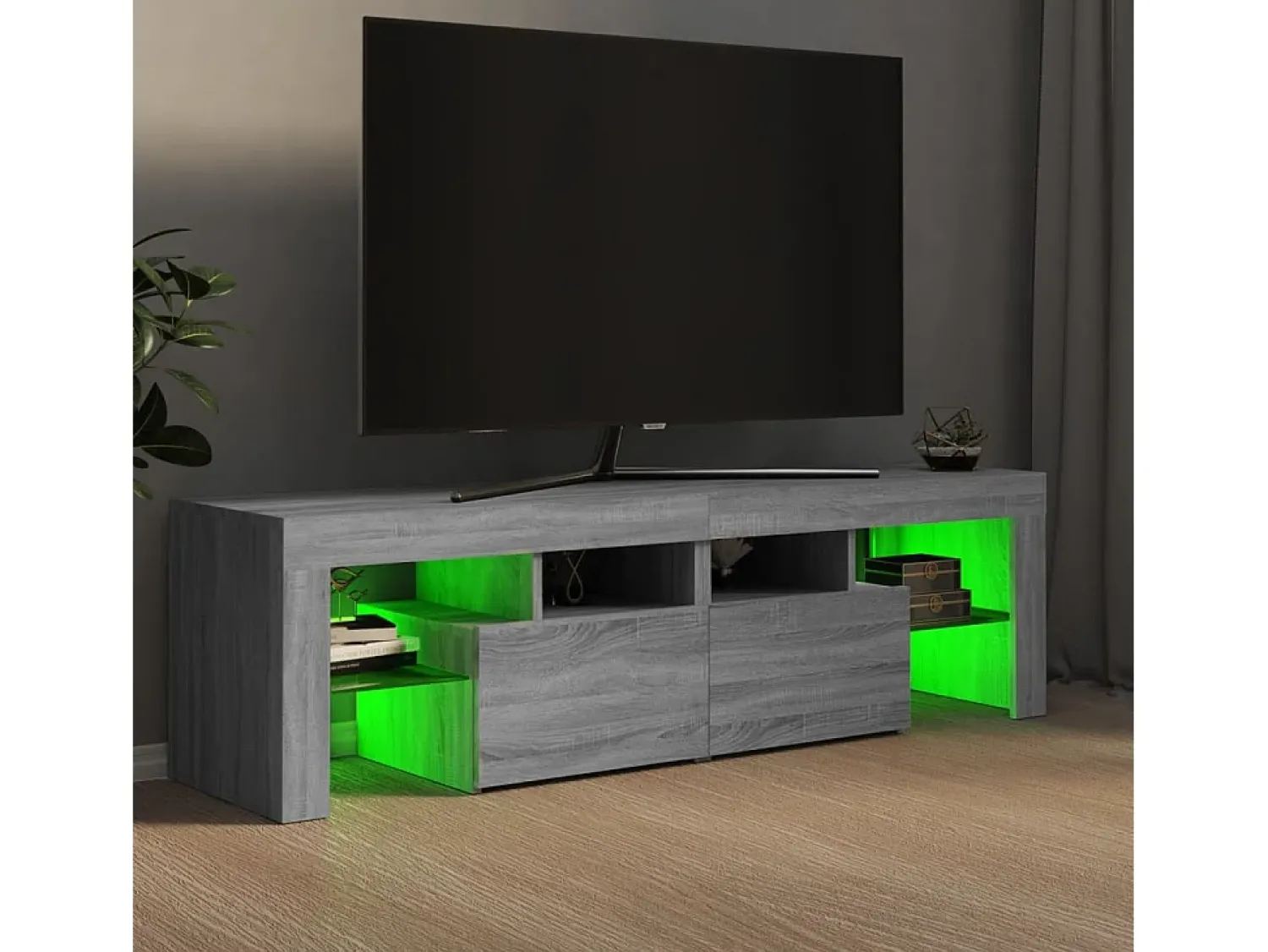 Móvel de TV com luzes LED 140x36,5x40 cm sonoma PT950353^ Móvel De Tv