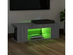Móvel De Tv* Móvel de TV com luzes LED 90x39x30 cm sonoma PT474470 Cinzento