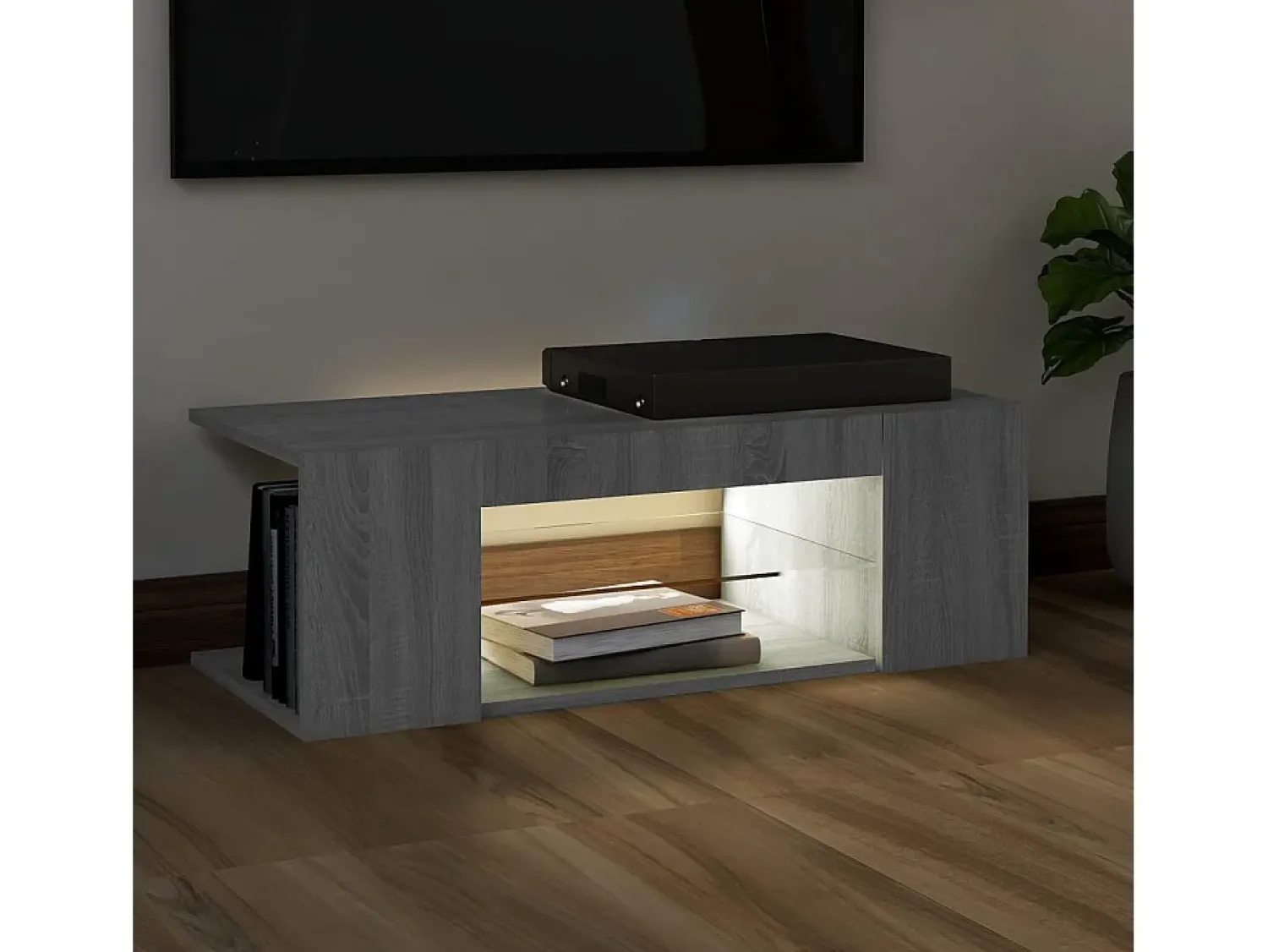 Móvel De Tv* Móvel de TV com luzes LED 90x39x30 cm sonoma PT474470 Cinzento