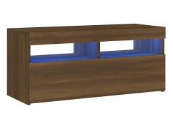 Móvel De Tv| Móvel de TV com luzes LED 90x35x40 cm carvalho PT732921 Castanho