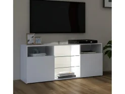 New Móvel de TV com luzes LED 120x30x50 cm PT824596 Branco