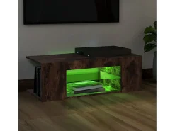 Móvel De Tv| Móvel de TV com luzes LED 90x39x30 cm cor carvalho fumado PT838654 Castanho