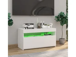 Móvel De Tv* Móvel de TV com luzes LED 75x35x40 cm brilhante PT720542 Branco