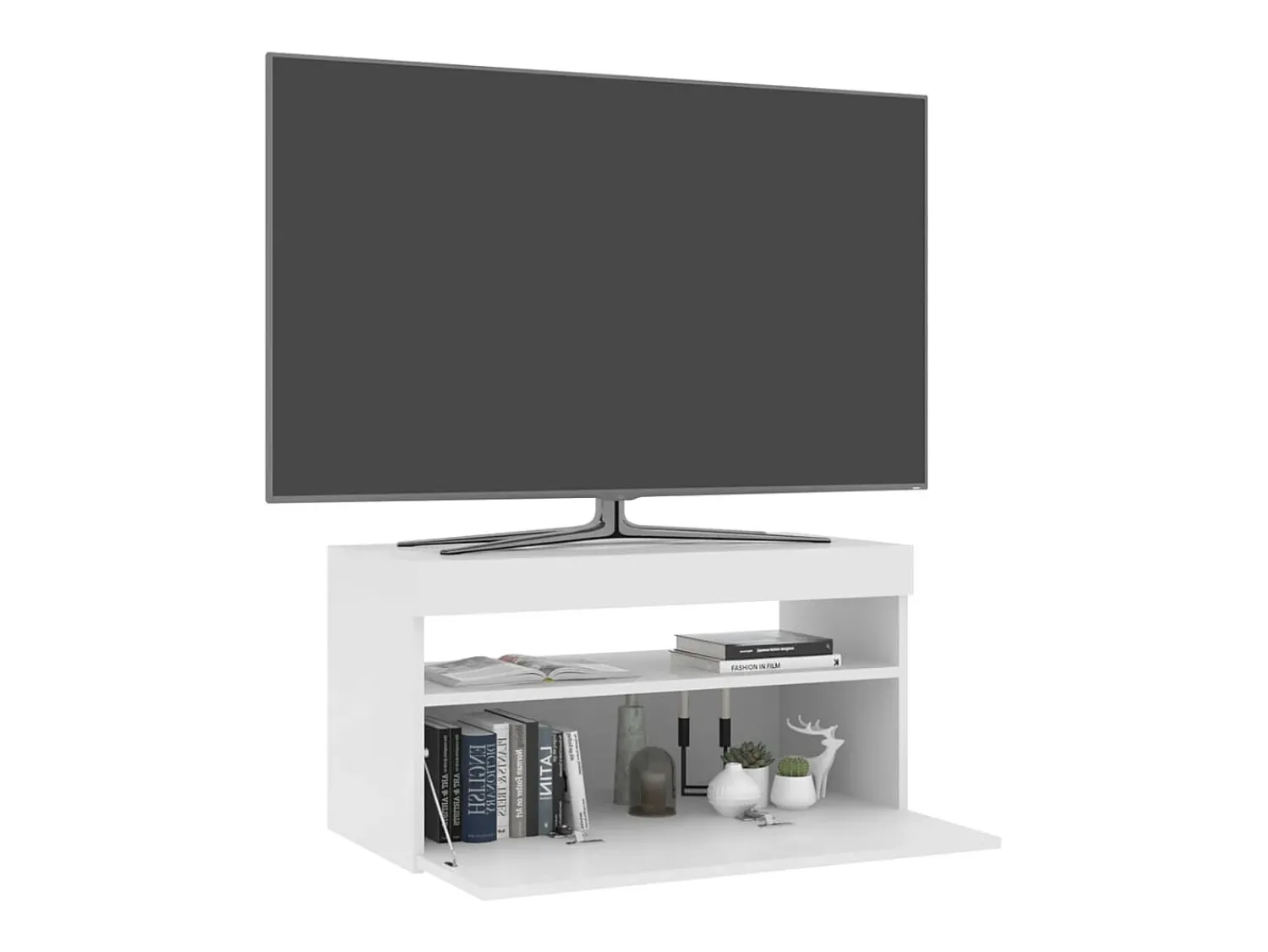 Móvel De Tv* Móvel de TV com luzes LED 75x35x40 cm brilhante PT720542 Branco
