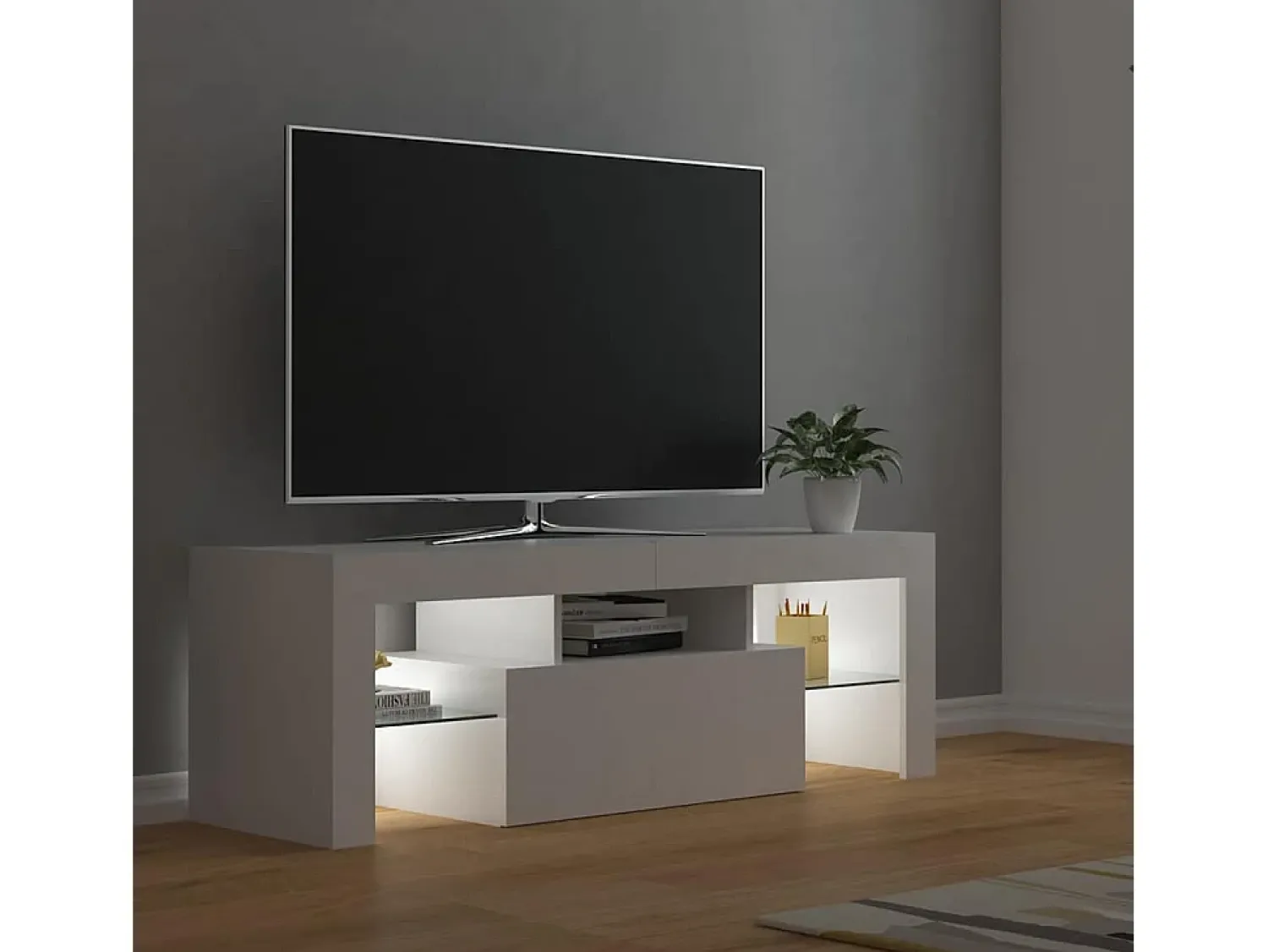 Outlet vidaxl Móvel de TV com luzes LED 120x35x40 cm Branco