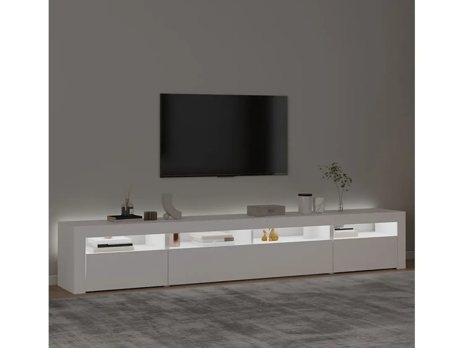 Clearance Móvel de TV com luzes LED 240x35x40 cm PT792022 Branco