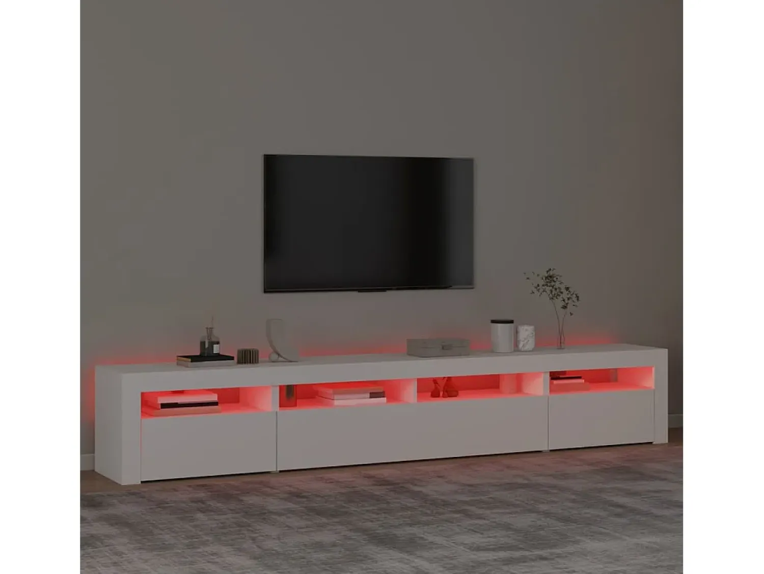 Clearance Móvel de TV com luzes LED 240x35x40 cm PT792022 Branco