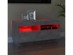 Móvel de TV com luzes LED 80x35x40 cm cimento PT704687^ Móvel De Tv