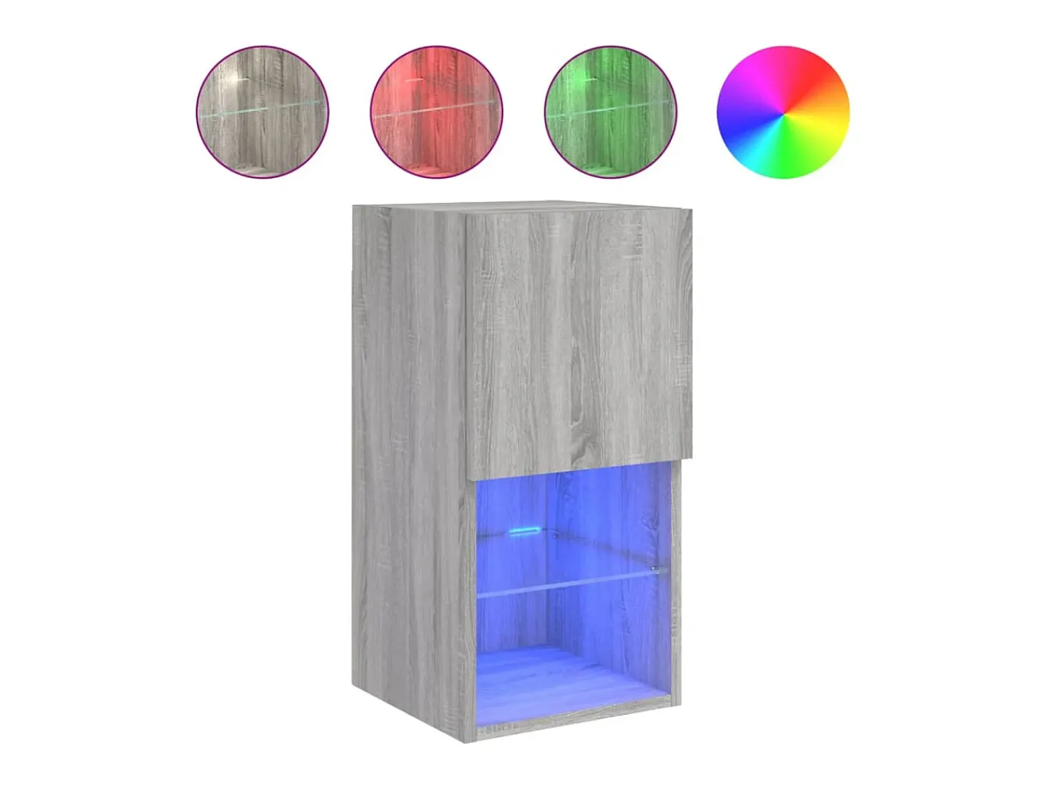 Móvel De Tv* Móvel de TV com luzes LED 30,5x30x60 cm sonoma PT378362 Cinzento