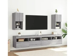 Móvel De Tv* Móvel de TV com luzes LED 30,5x30x60 cm sonoma PT378362 Cinzento